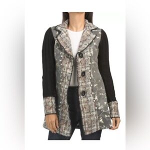 Sioni Mixed Media Coatigan Jacket w/Sweater Sleeves